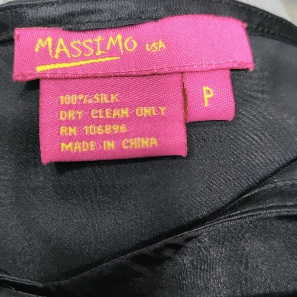Massimo Black Elegant Layering Piece Sleek Versatile Silk Camisole Top Size P - Picture 8 of 11